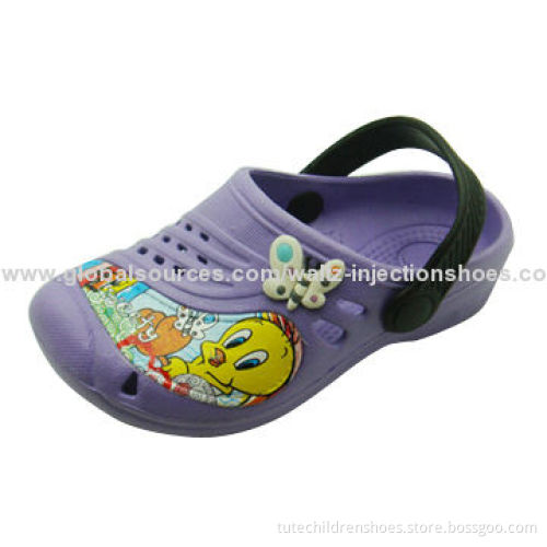 EVA Kid's Injection Sandals with Printing and Plastic Piece on Upper (Golden Supplier)